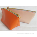 Orange PU PVC Hand Cosmetic Bag With LOGO Custom